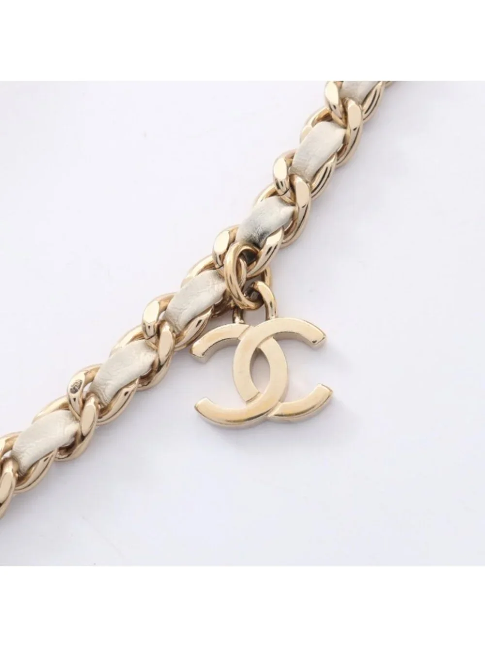 Chanel Handbag CC Logo 2-Way AS White Lambskin CC Vanity Chain Shoulder